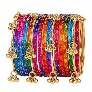 Kashmiri Glass Bangle with gunghro Set for Women| Traditional, Fancy Glass Chudi Set for Festival,